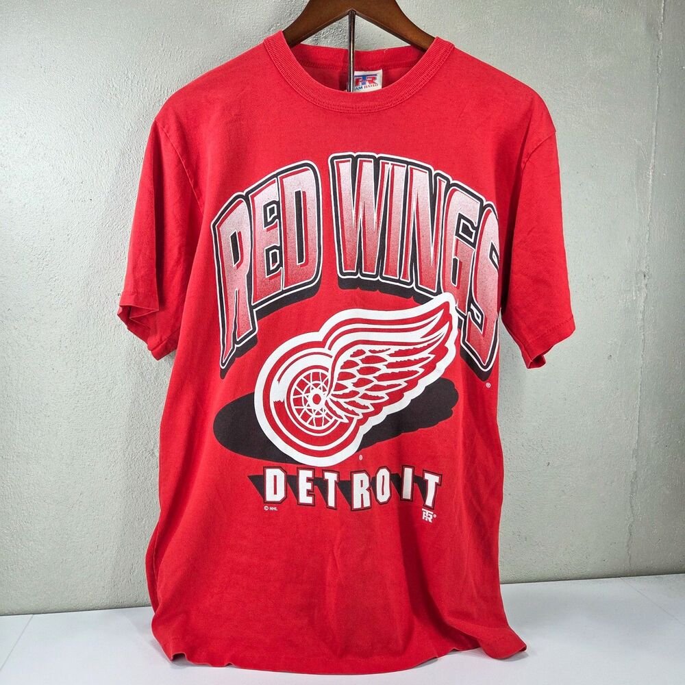 Vintage 90s Team Rated Detroit Red Wings NHL Hockey Graphic Shirt Sz M